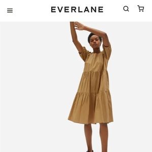 Everlane tiered cotton mock neck dress with sleeves